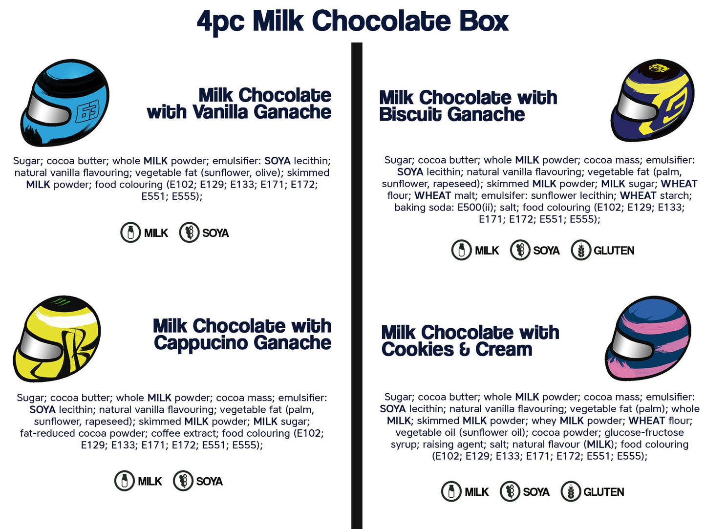 4pc Racing Chocs - Milk Chocolate Box - Racing Chocs