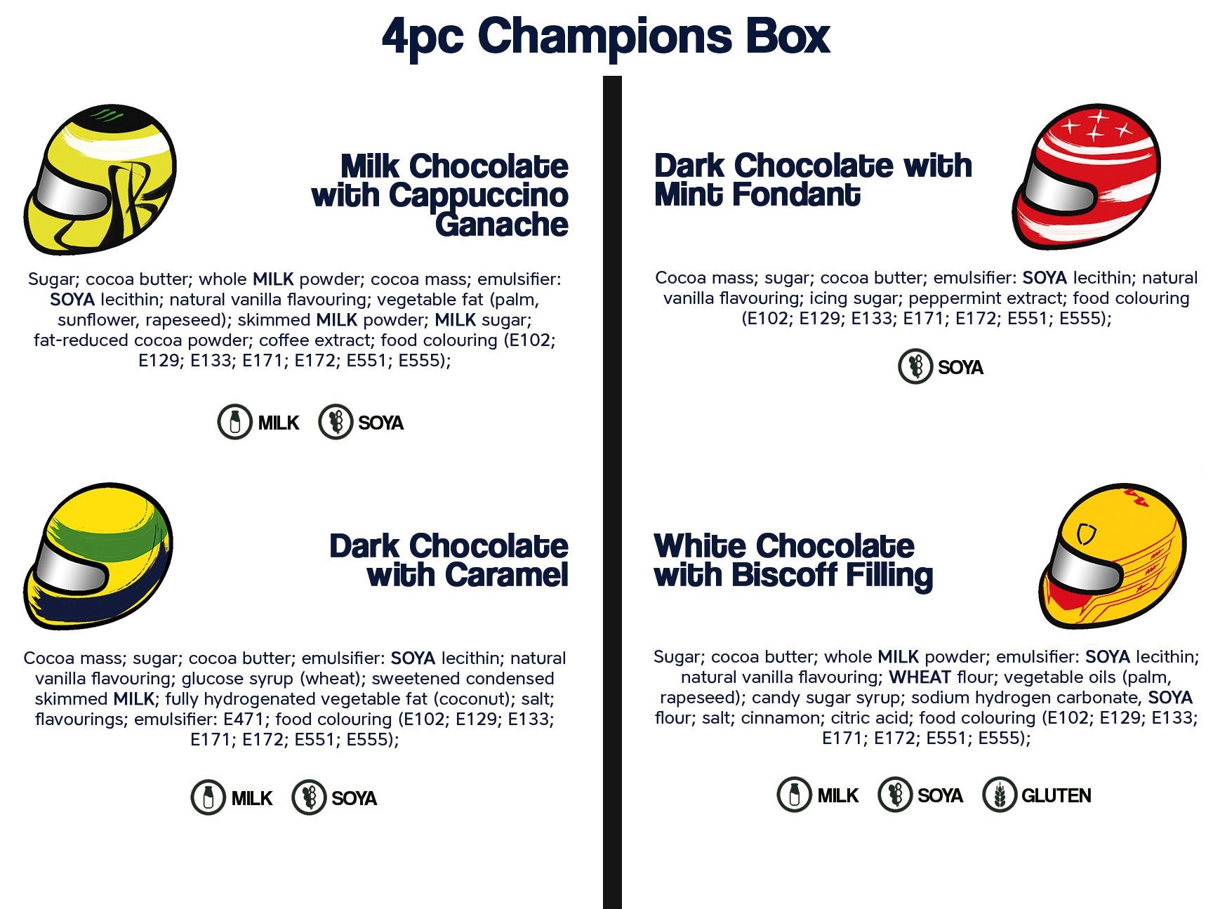 4pc Racing Chocs - Champions Box - Racing Chocs