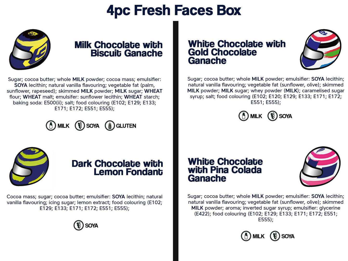 4pc Racing Chocs - Fresh Faces Box - Racing Chocs