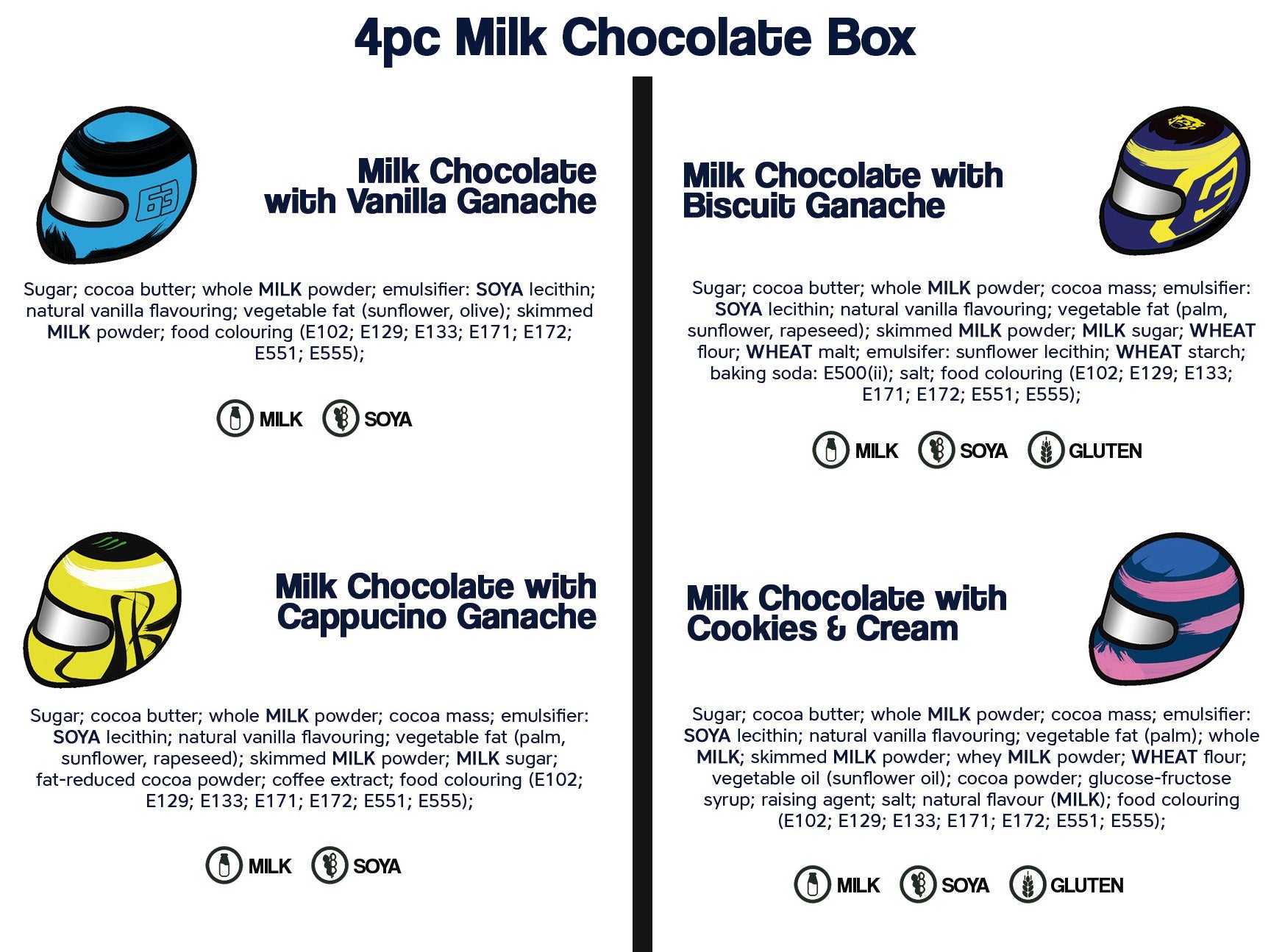 4pc Racing Chocs - Milk Chocolate Box - Racing Chocs