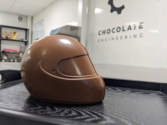 Chocolate Half Scale Racing Helmet (32% Milk Chocolate)